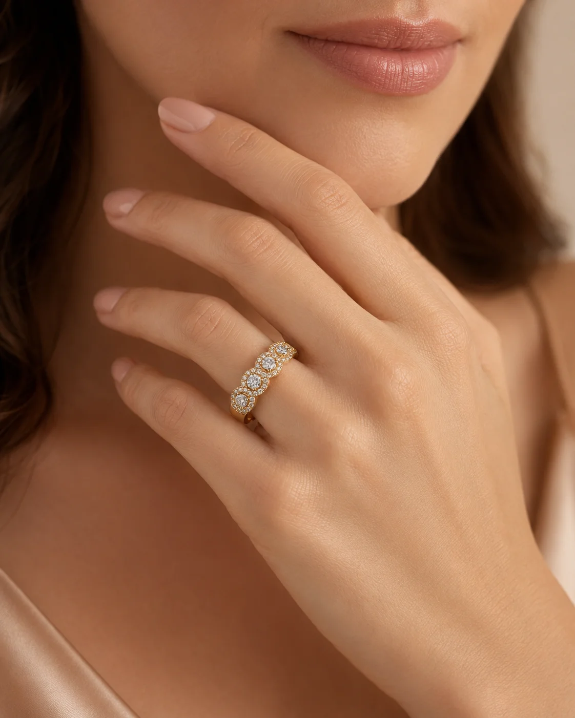 "HaloBand™" Half Wedding Band in yellow gold, photo 8