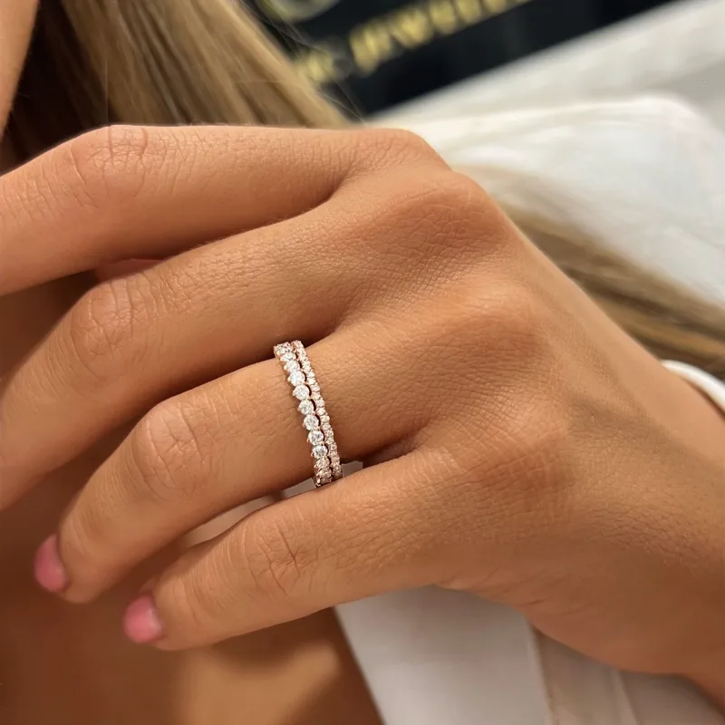 "Perlage™" Wedding Band in rose gold 18k, photo 6