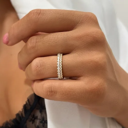 "Perlage™" Wedding Band in yellow gold 18k, photo 6