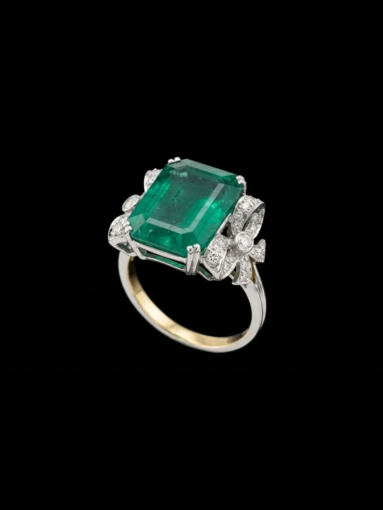 "EmeraldGrandeur™" Ring in white gold 18k, product view