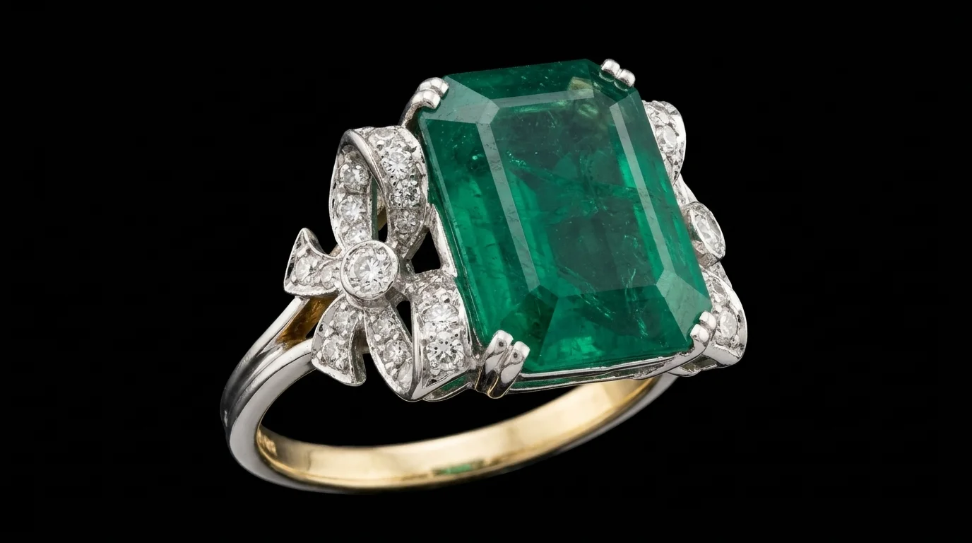 "EmeraldGrandeur™" Ring in white gold 18k, photo 2