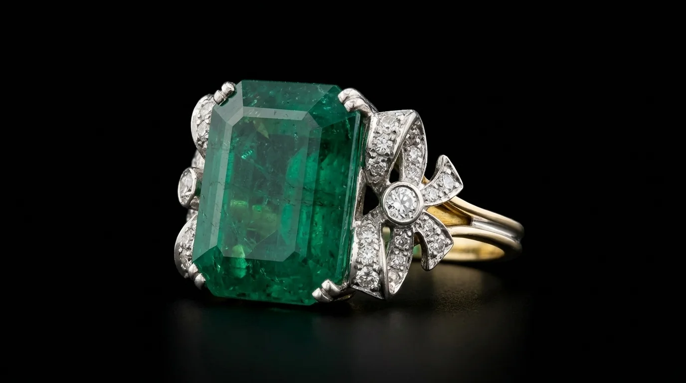 "EmeraldGrandeur™" Ring in white gold 18k, photo 4