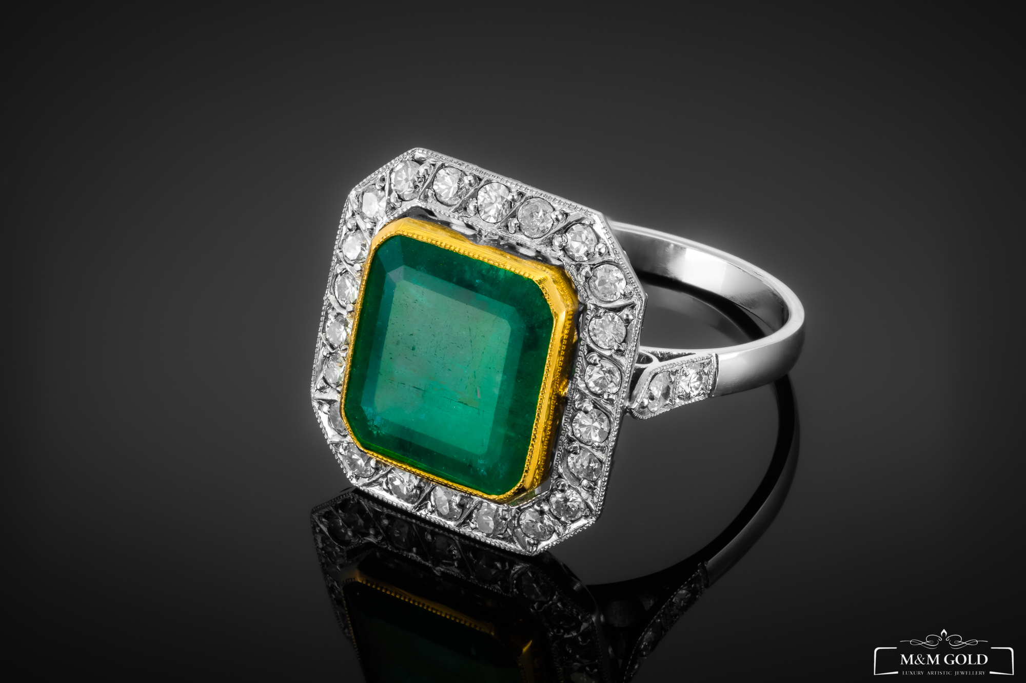 "EmeraldMajesty™" Ring in yellow gold 18k, photo 6