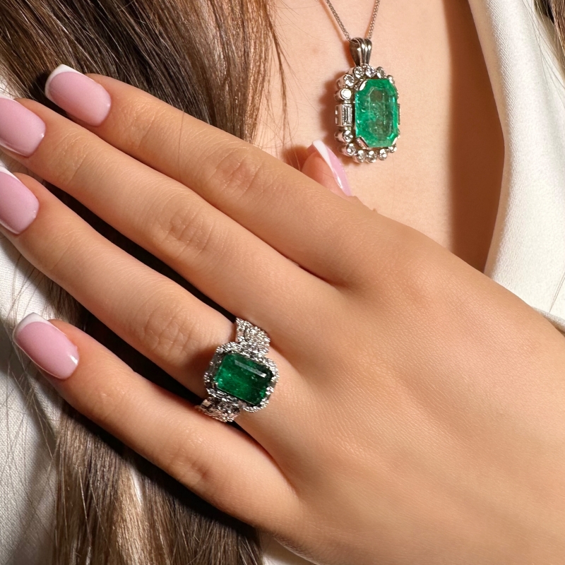 EmeraldNoblesse™ Ring in white gold 18k, photo 6