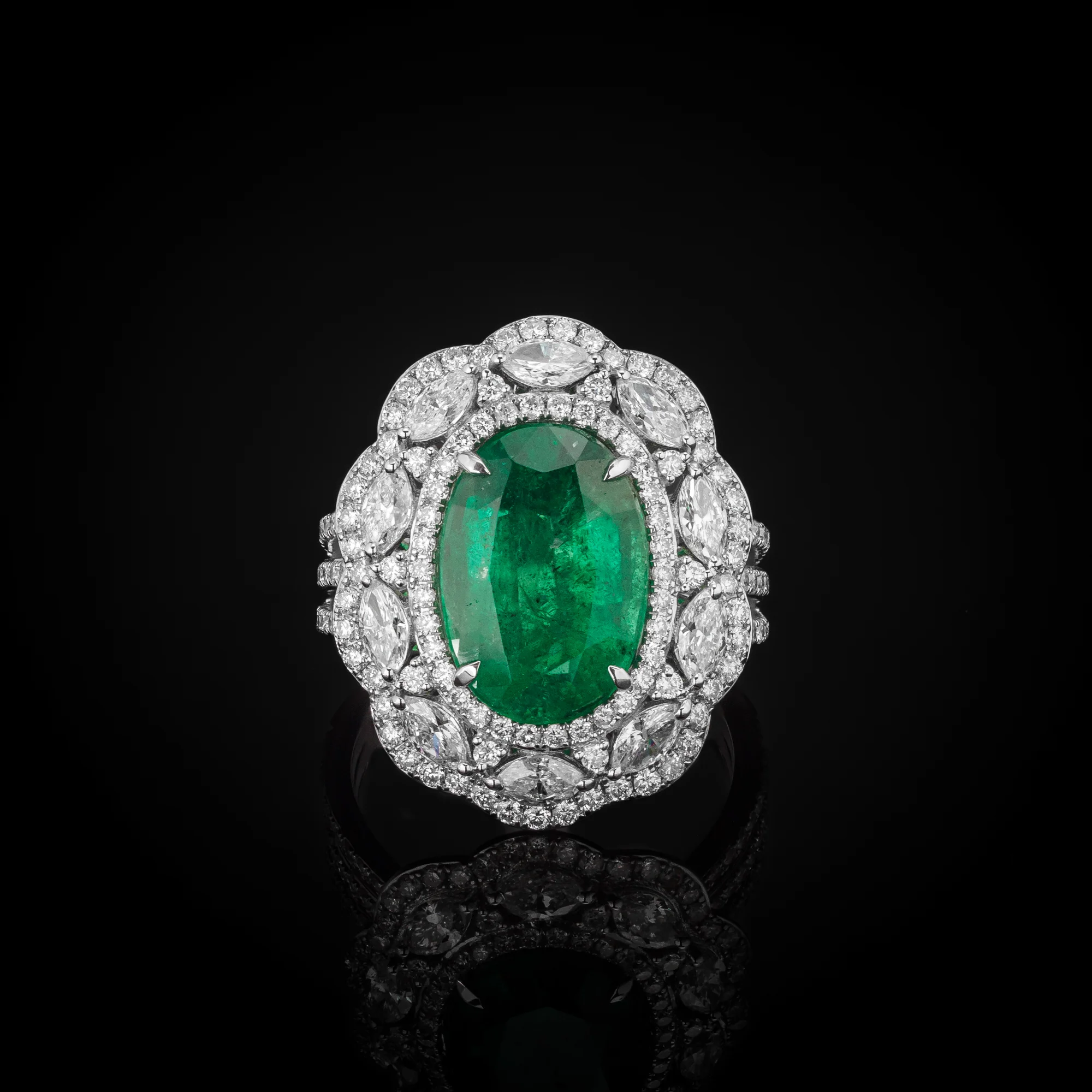 "EmeraldRoyale™" Ring in white gold 18k, photo 3
