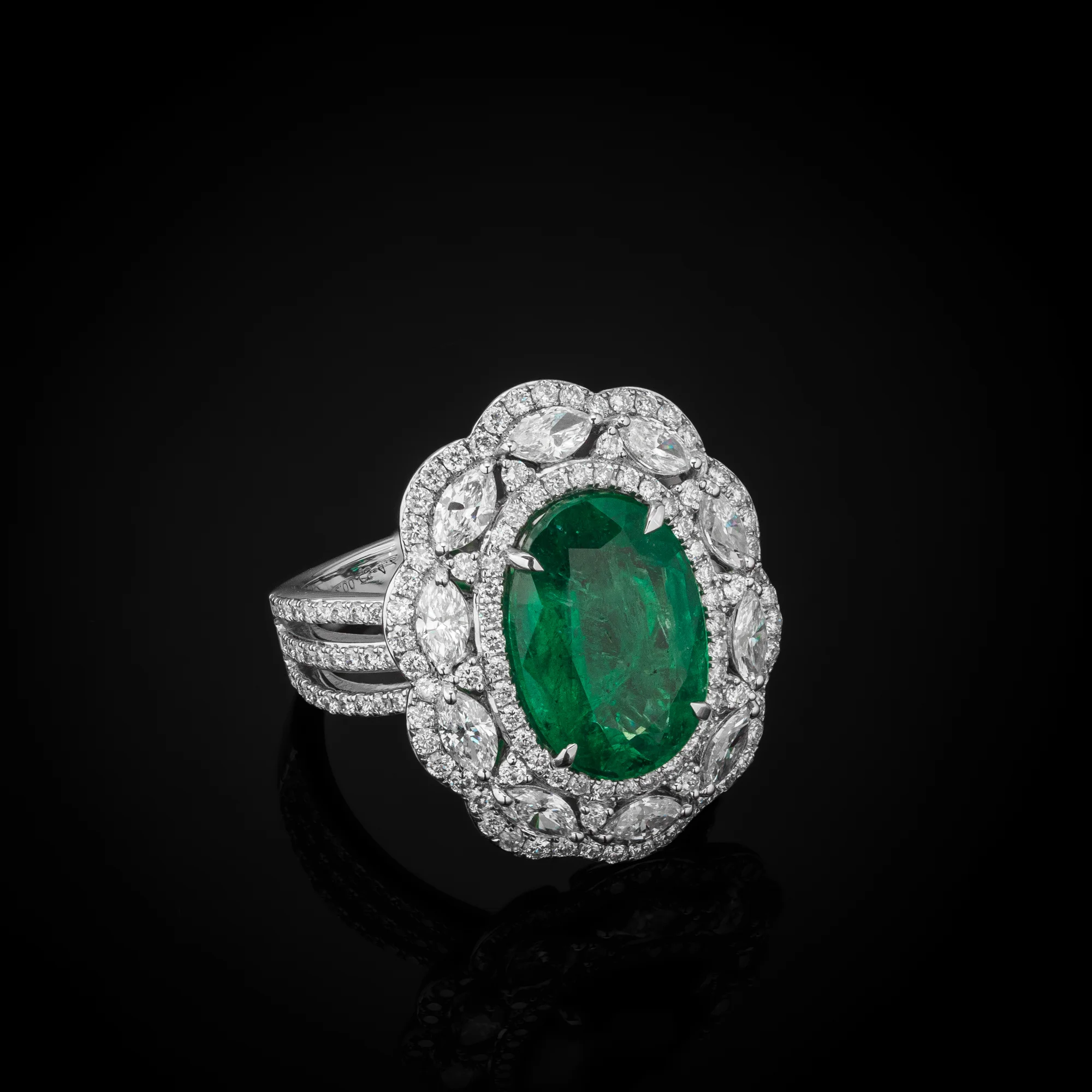"EmeraldRoyale™" Ring in white gold 18k, photo 5