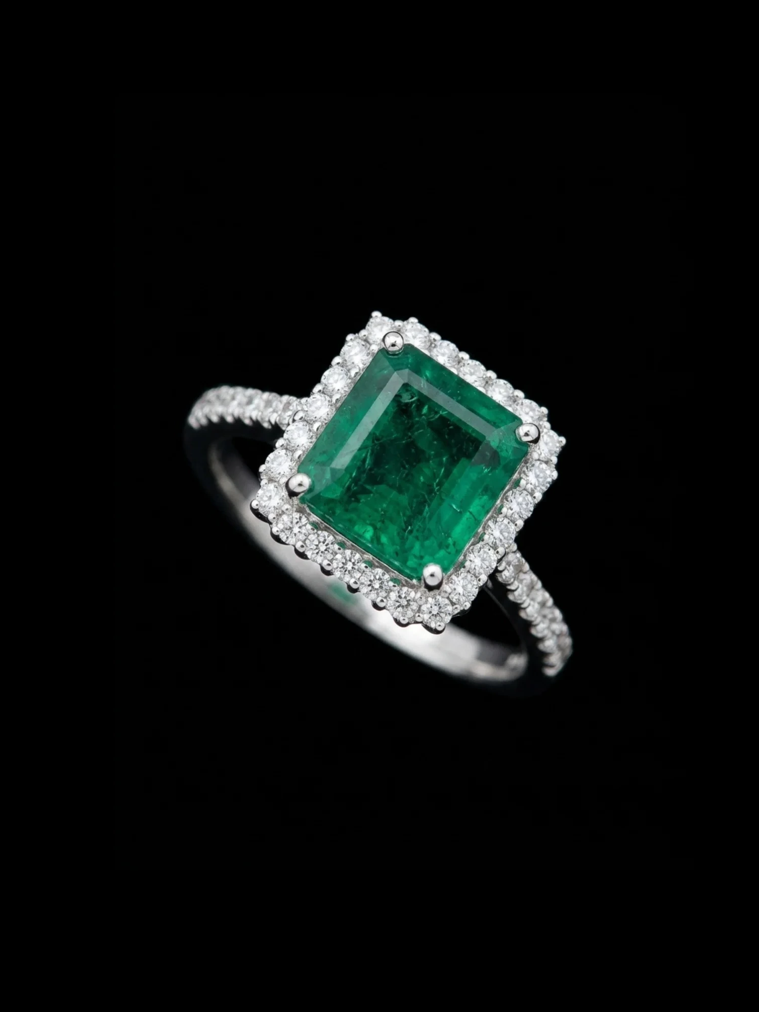 "EmeraldSovereign™" Ring in white gold 18k, product view