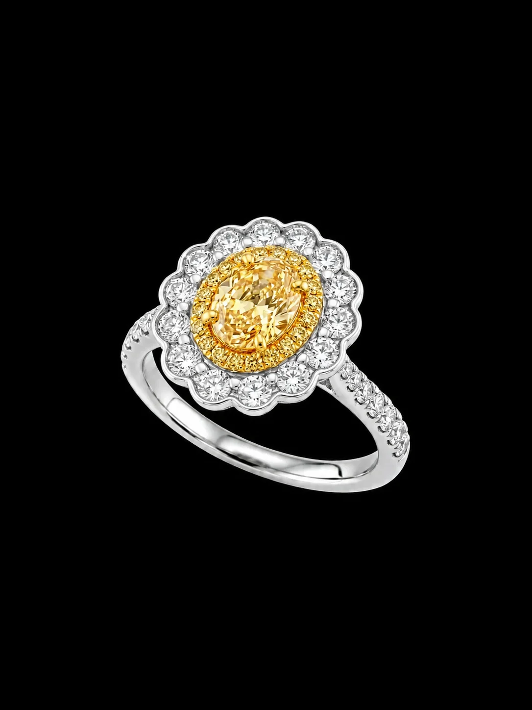 "FancyYellow™" Ring – White gold 18k