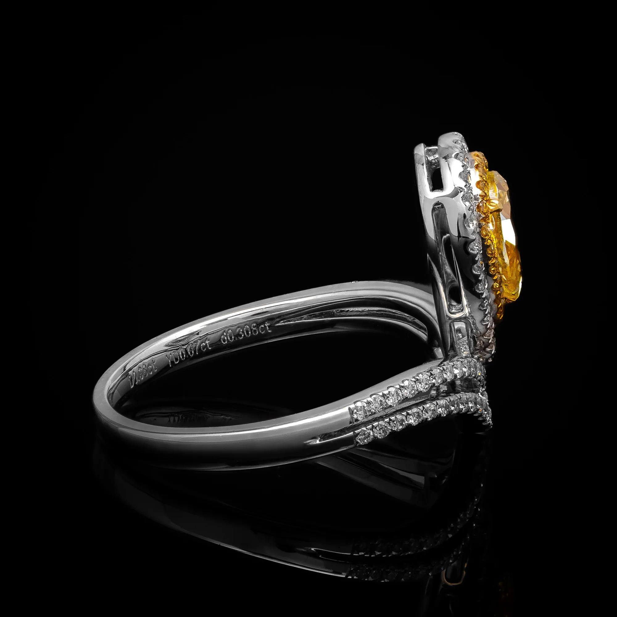 FancyYellow Pear Ring in white gold 18k, photo 6