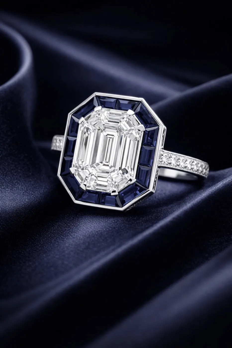 "InvisibleLIMITED™" Sapphire Ring in white gold 18k, photo 3