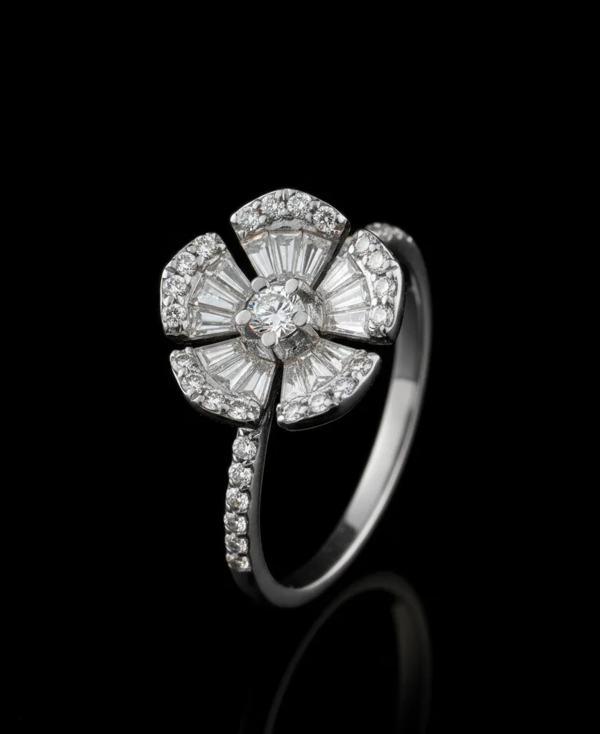 "MysticFloral™" Ring in white gold 18k, photo 2