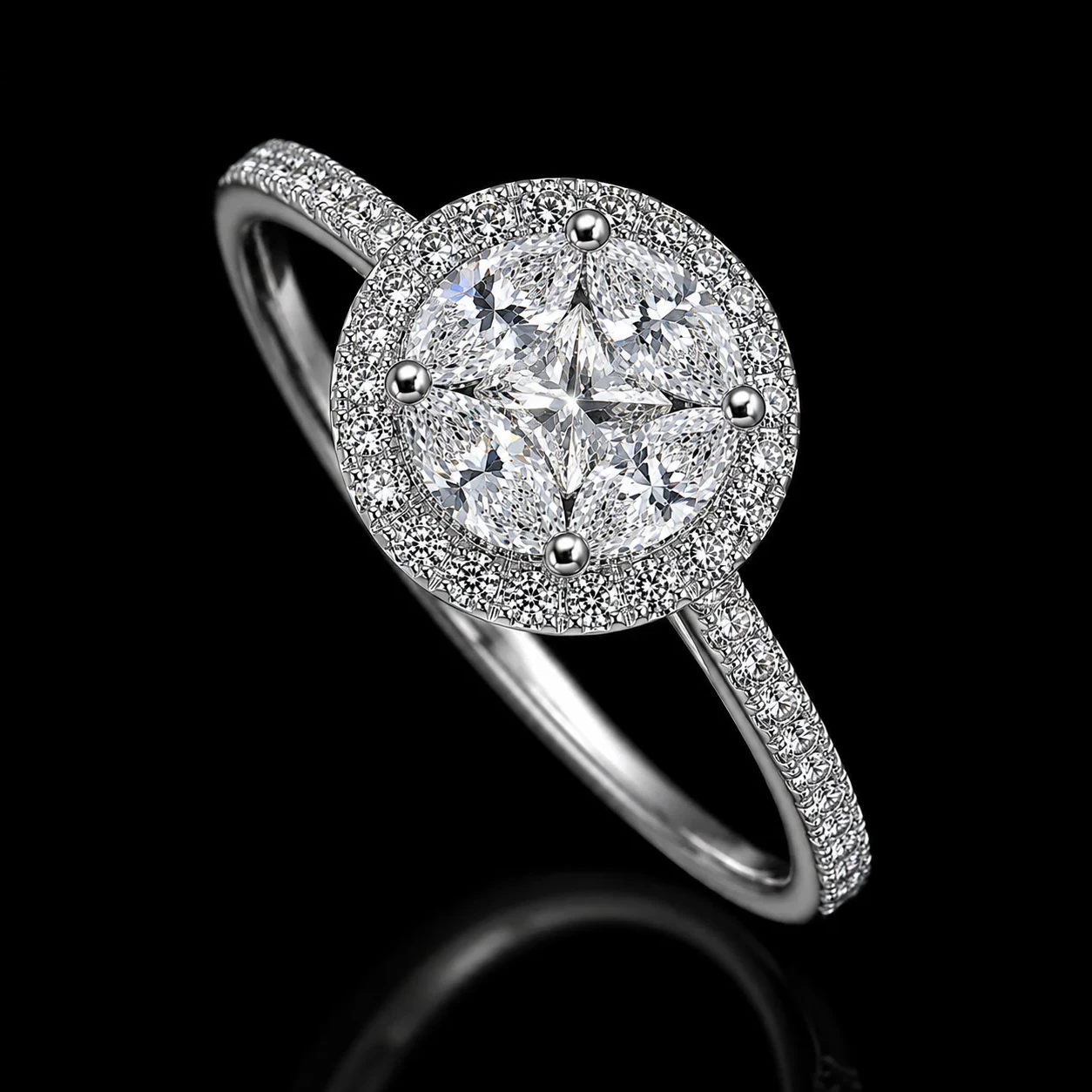 SolitaireAurora big Ring – White gold 18k