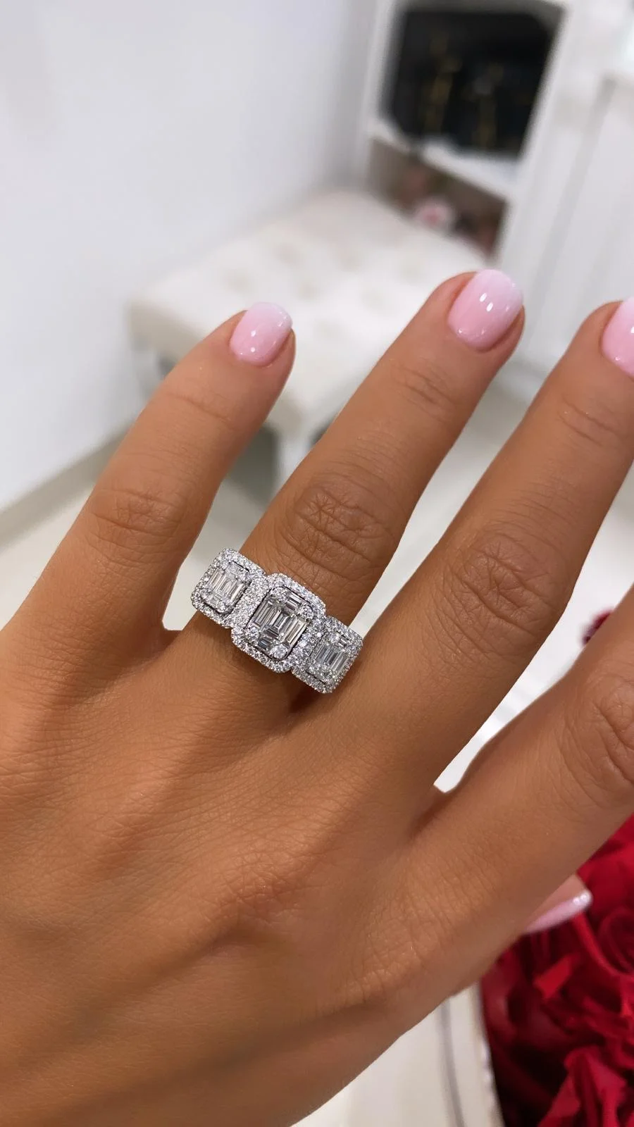 "TripleInvisible™" Ring in white gold 18k, photo 2