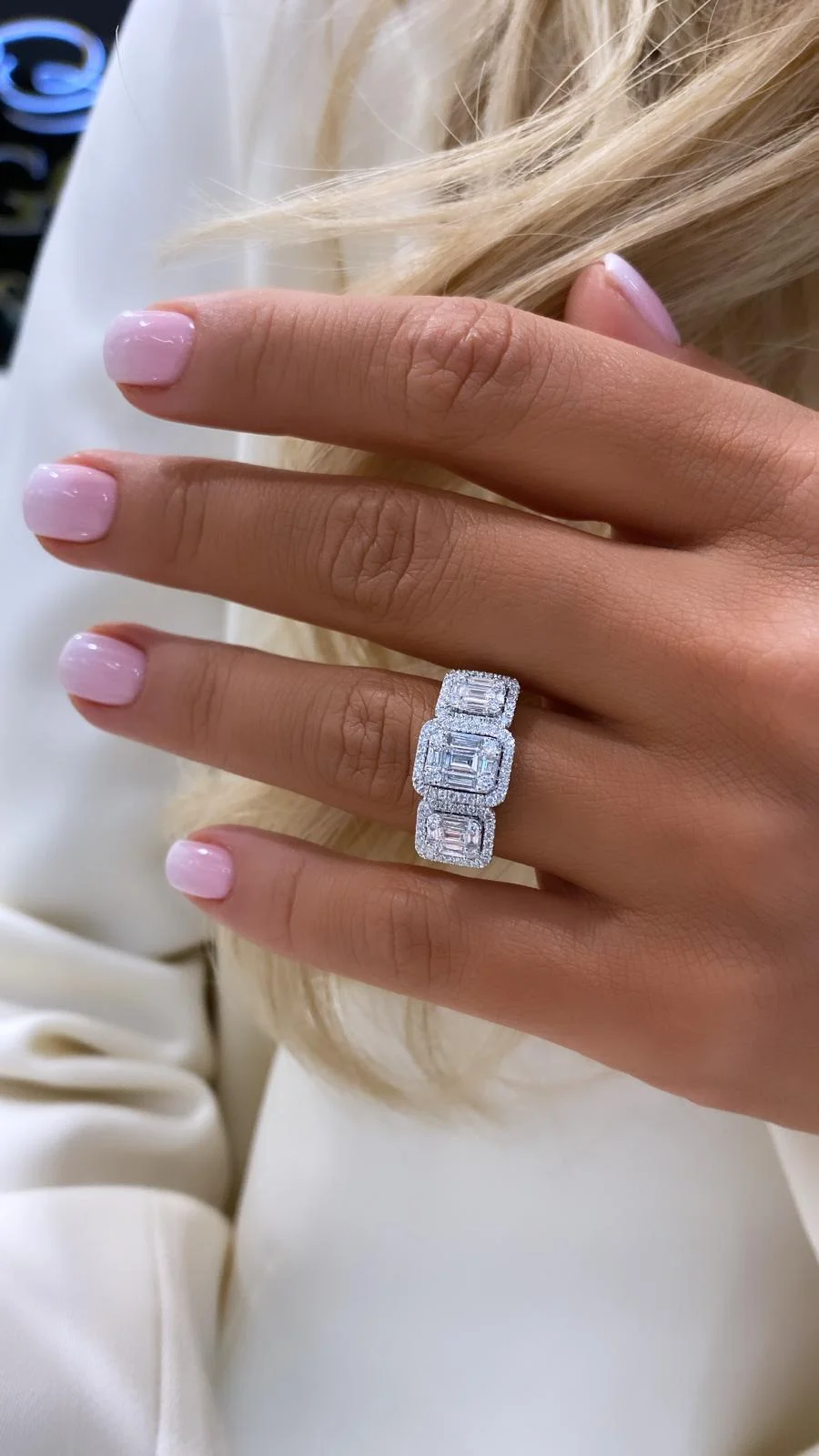 "TripleInvisible™" Ring in white gold 18k, photo 5