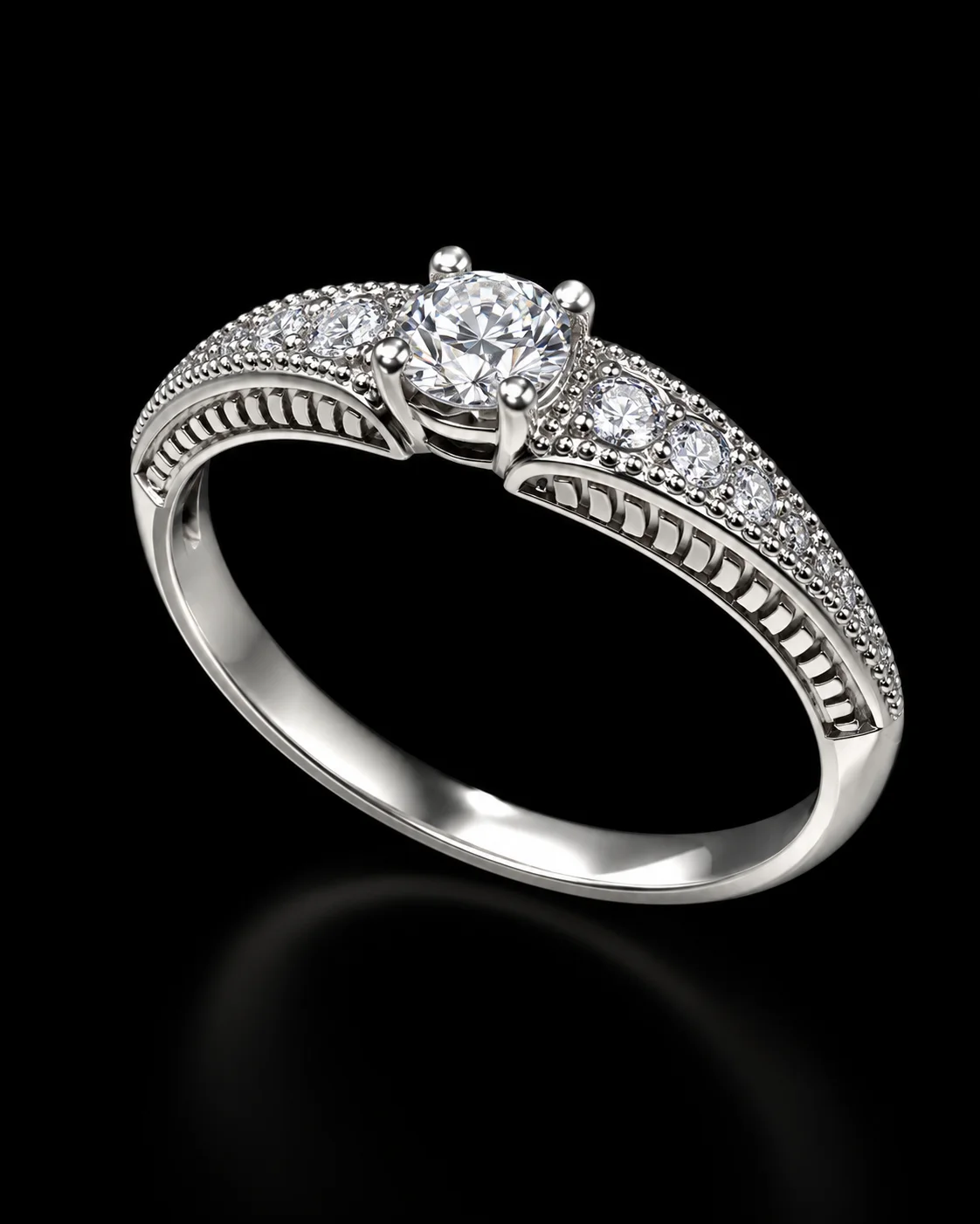 Broderie Engagement Ring – White gold