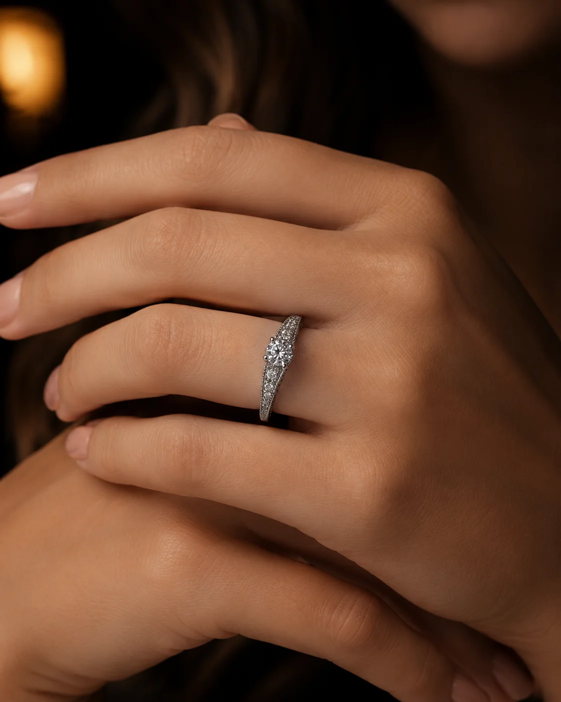 Broderie Engagement Ring in white gold, photo 2
