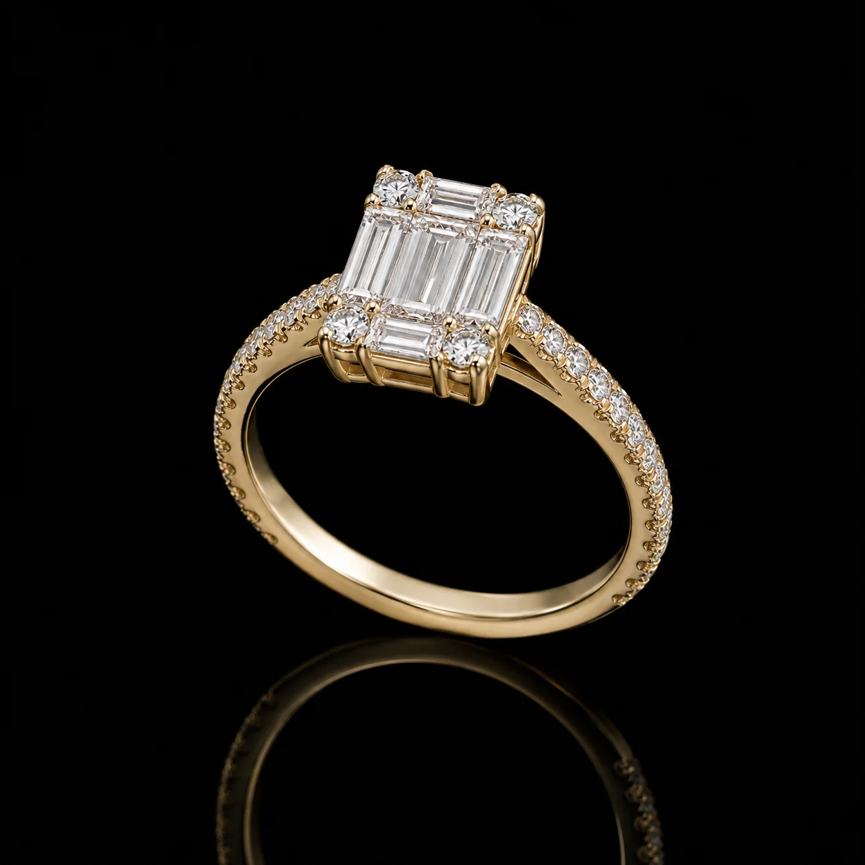 "EmeraldCut™" Engagement Ring – Yellow gold 18k