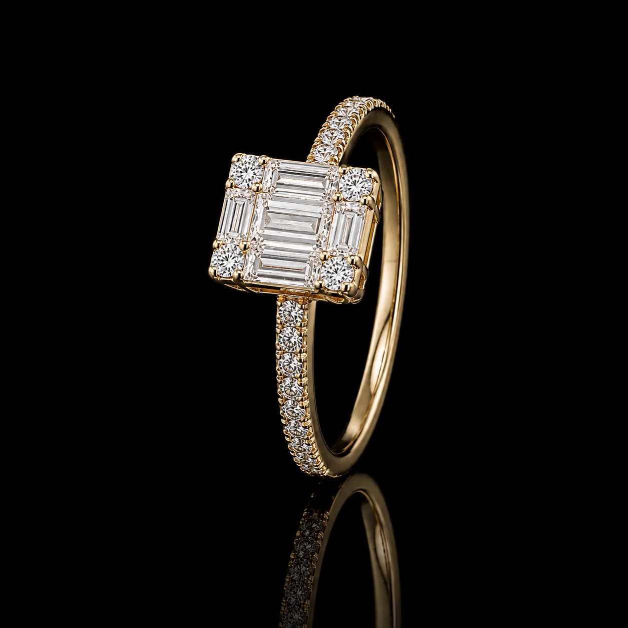 "EmeraldCut™" Engagement Ring in yellow gold 18k, photo 3