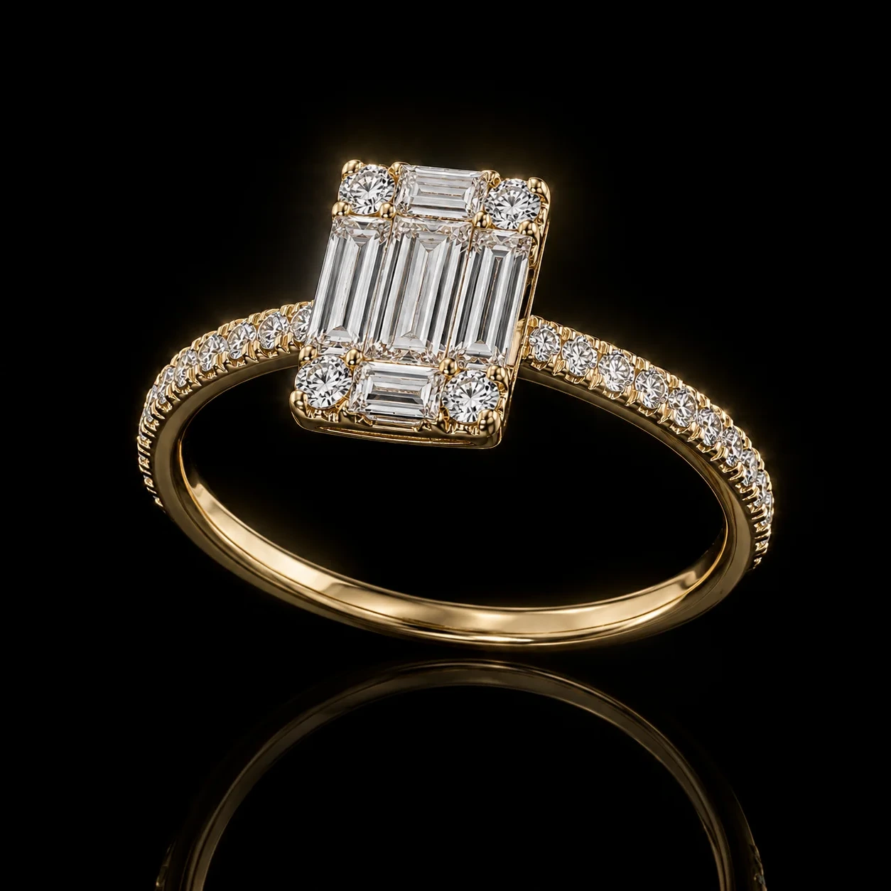 "EmeraldCut™" Engagement Ring in yellow gold 18k, photo 4
