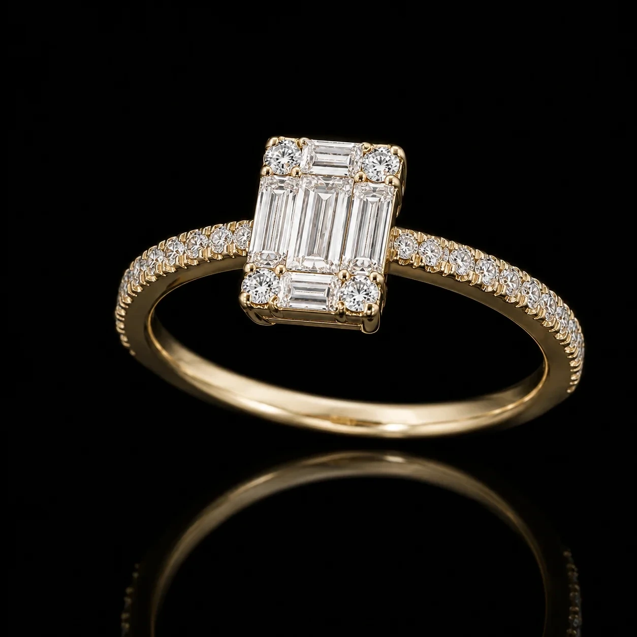 "EmeraldCut™" Engagement Ring in yellow gold 18k, photo 5