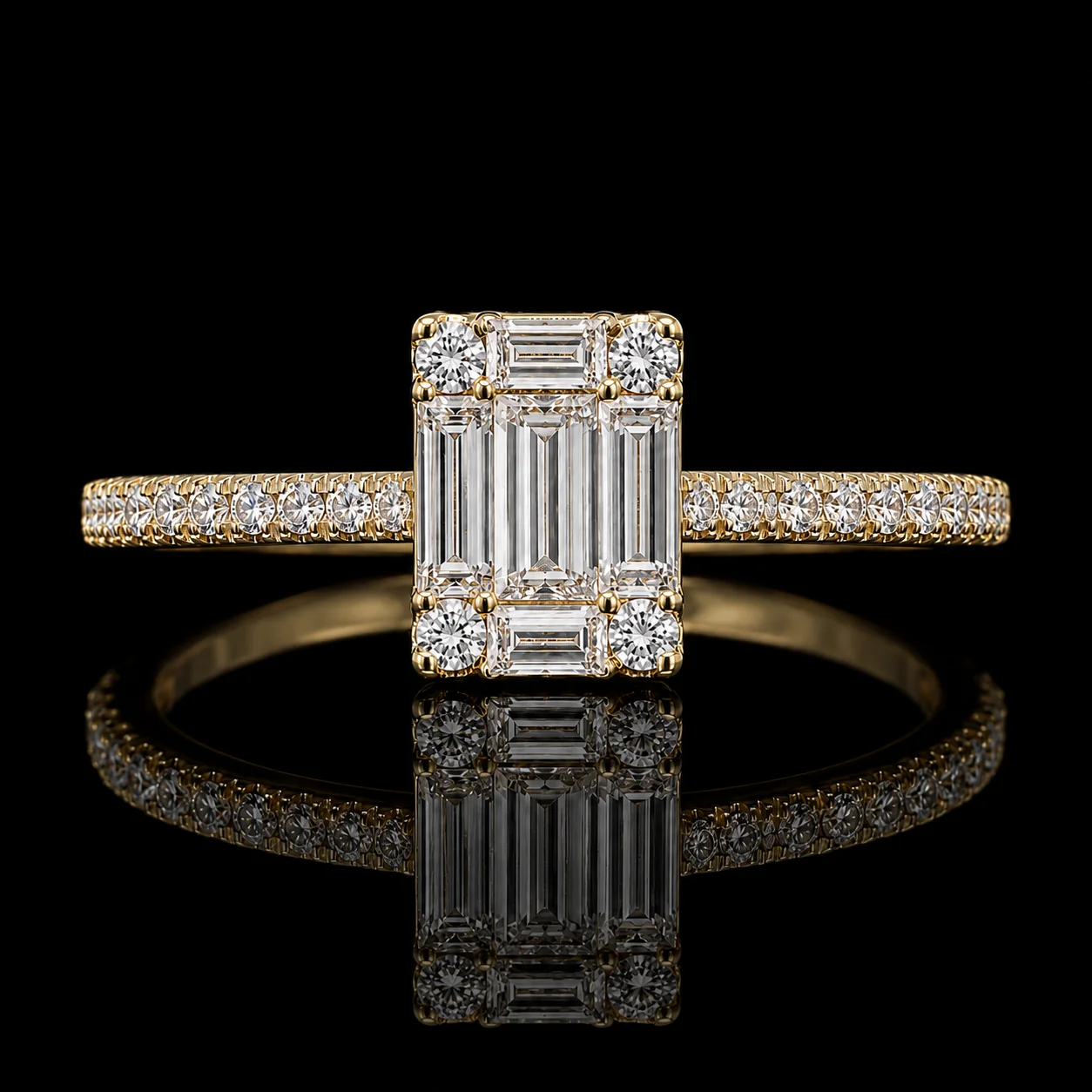 "EmeraldCut™" Engagement Ring in yellow gold 18k, photo 6