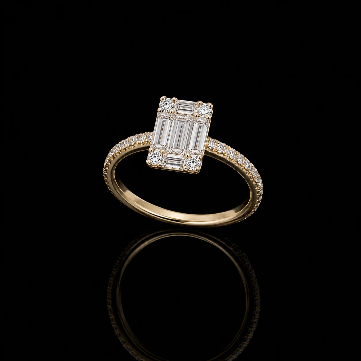 "EmeraldCut™" Engagement Ring in yellow gold 18k, photo 7