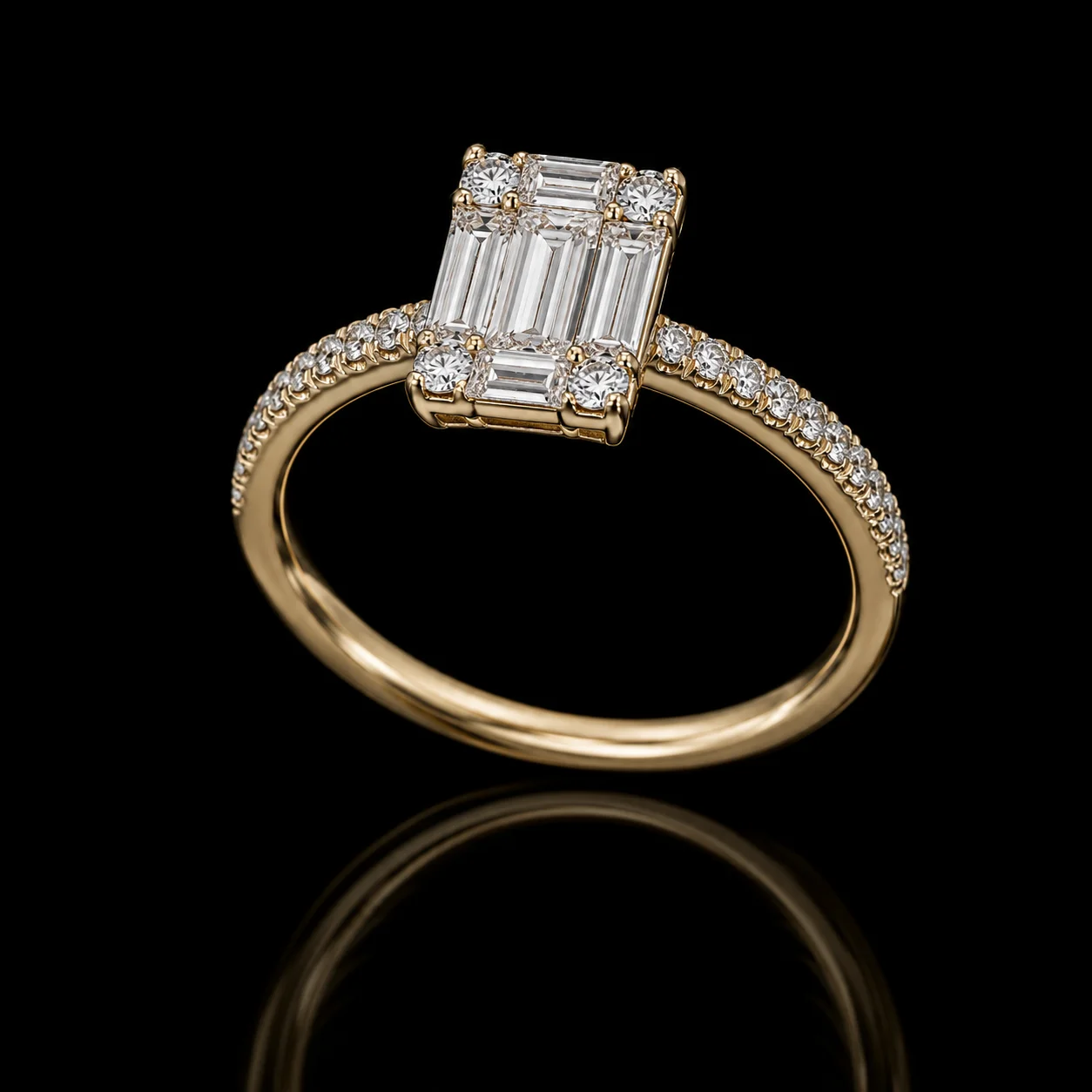 "EmeraldCut™" Engagement Ring in yellow gold 18k, photo 8
