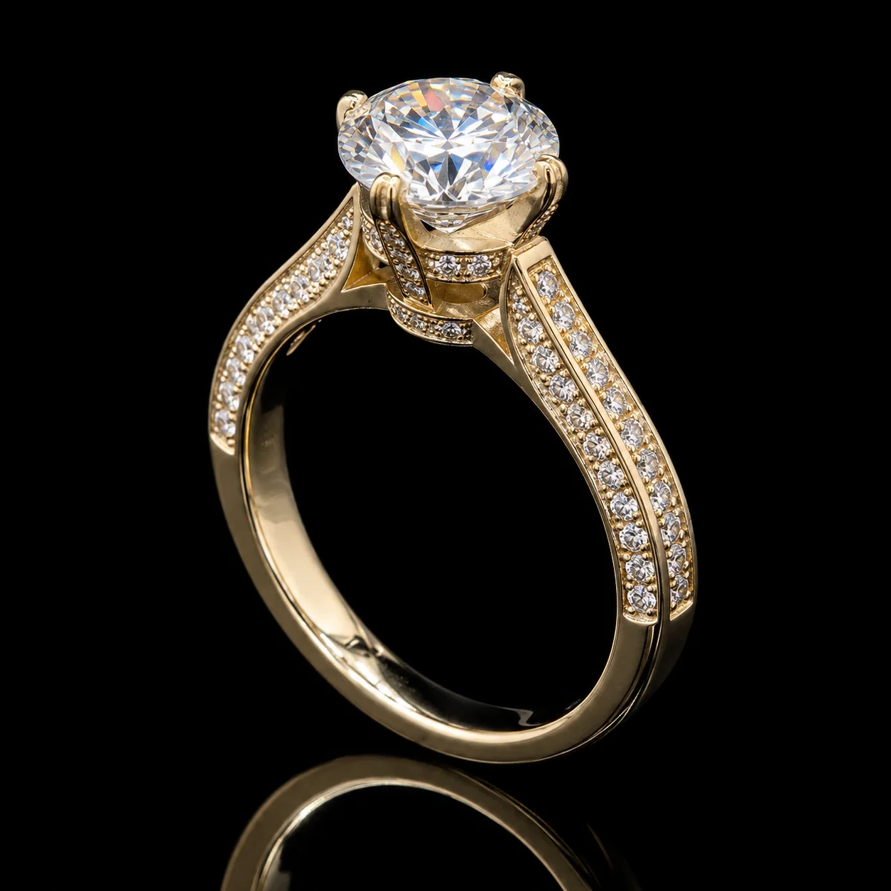 "Golden Crown™" Engagement Ring – Yellow gold