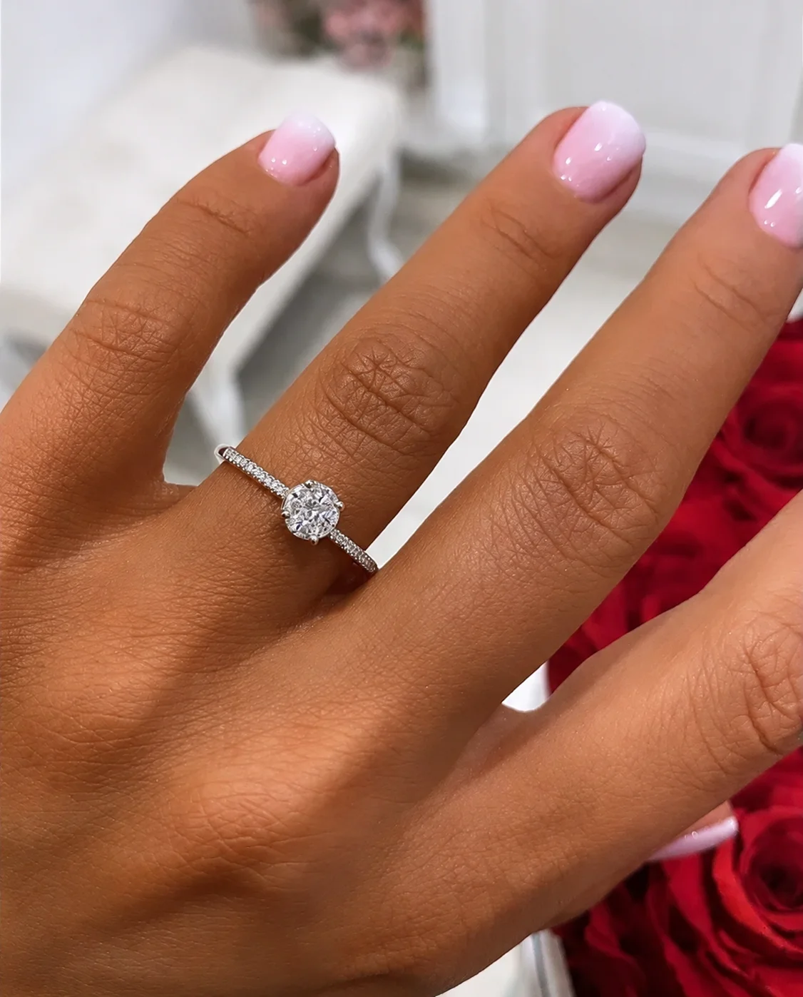 Engagement Ring „InvisibleOne™” in white gold 18k, photo 2
