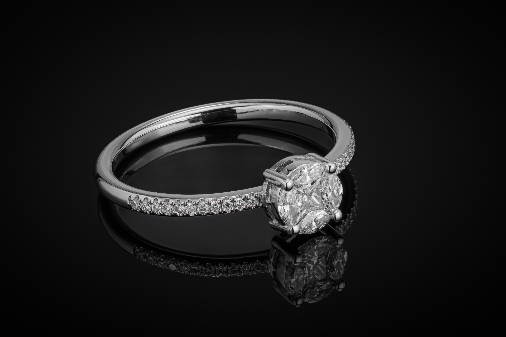 Engagement Ring „InvisibleOne™” in white gold 18k, photo 6