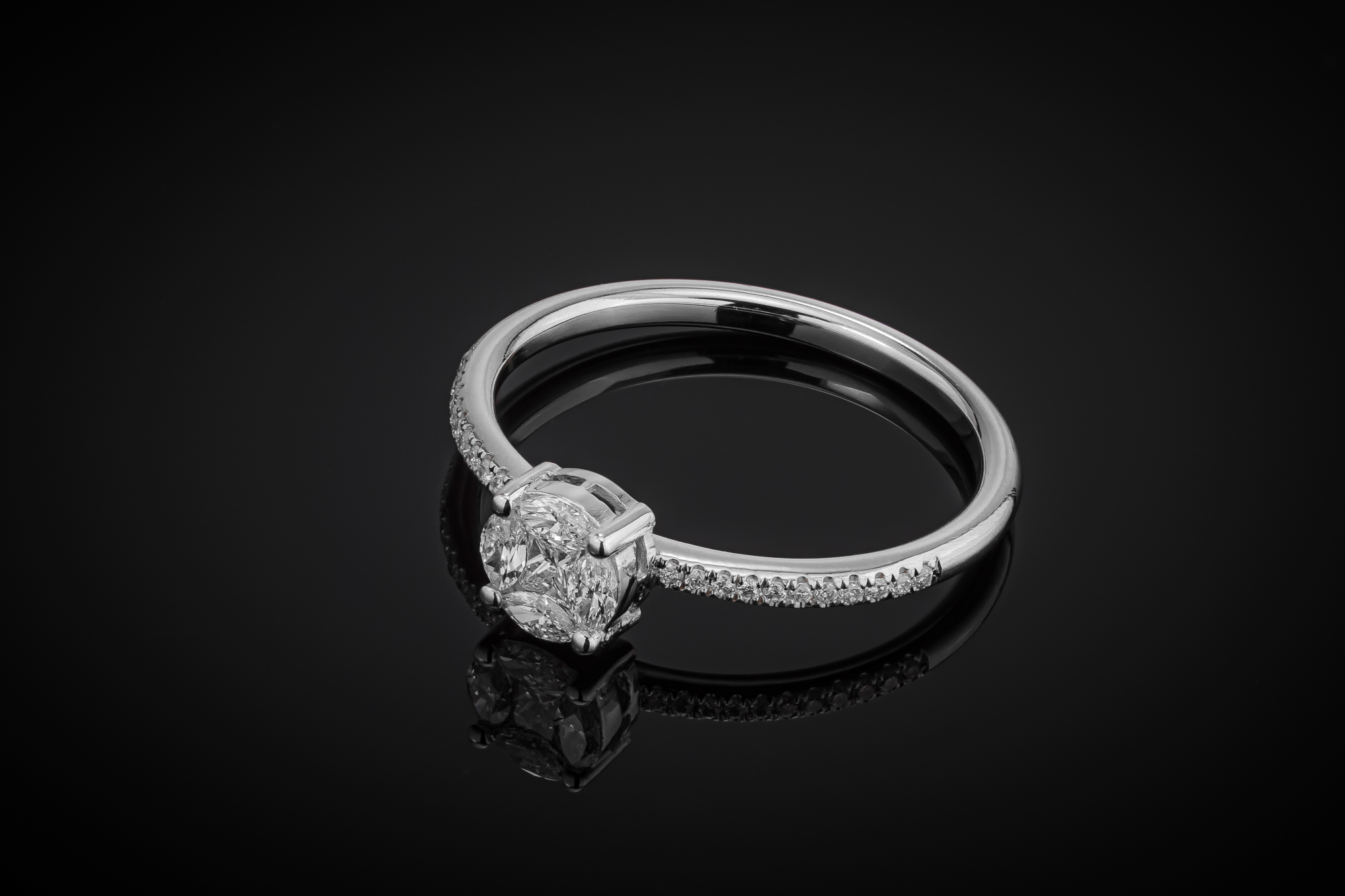 Engagement Ring „InvisibleOne™” in white gold 18k, photo 7