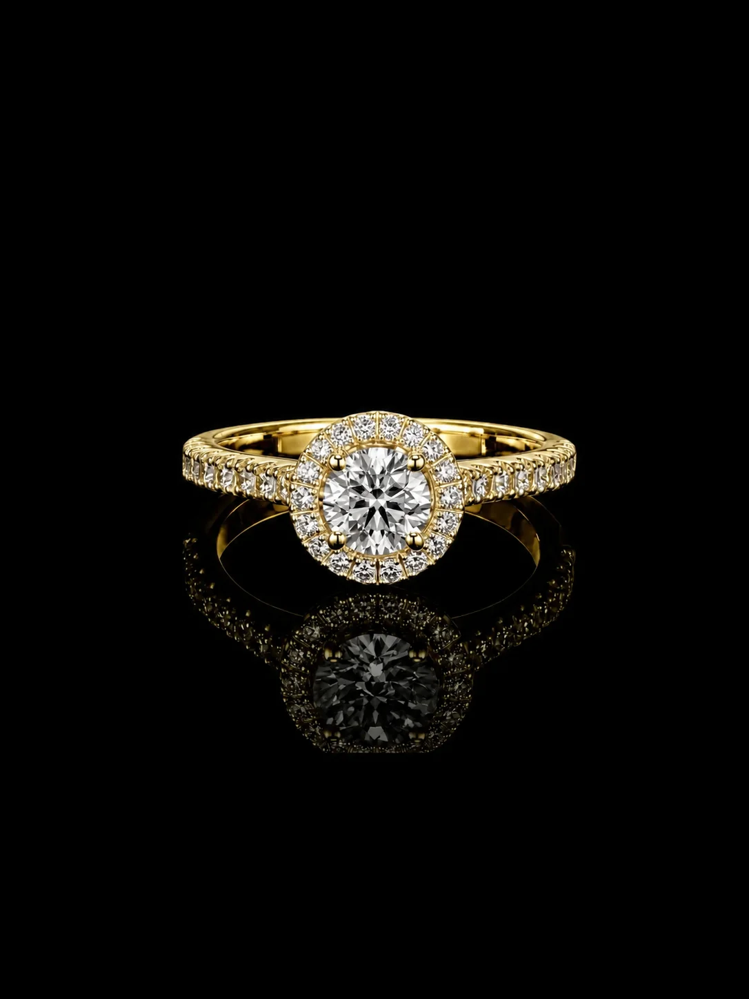 "OneHalo™" Engagement Ring in yellow gold 18k, photo 3