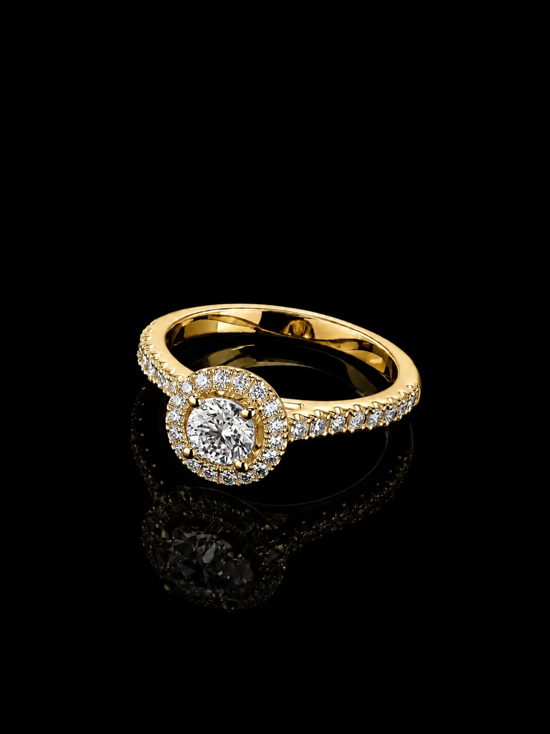 "OneHalo™" Engagement Ring in yellow gold 18k, photo 5