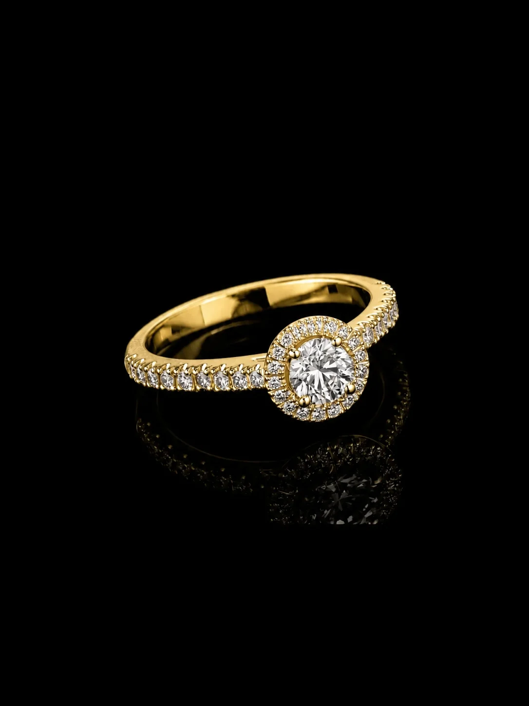 "OneHalo™" Engagement Ring in yellow gold 18k, photo 6