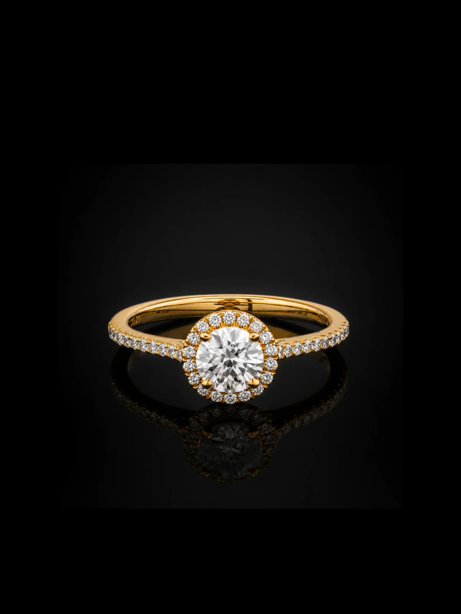 "OneHalo™" Engagement Ring in yellow gold 18k, photo 3