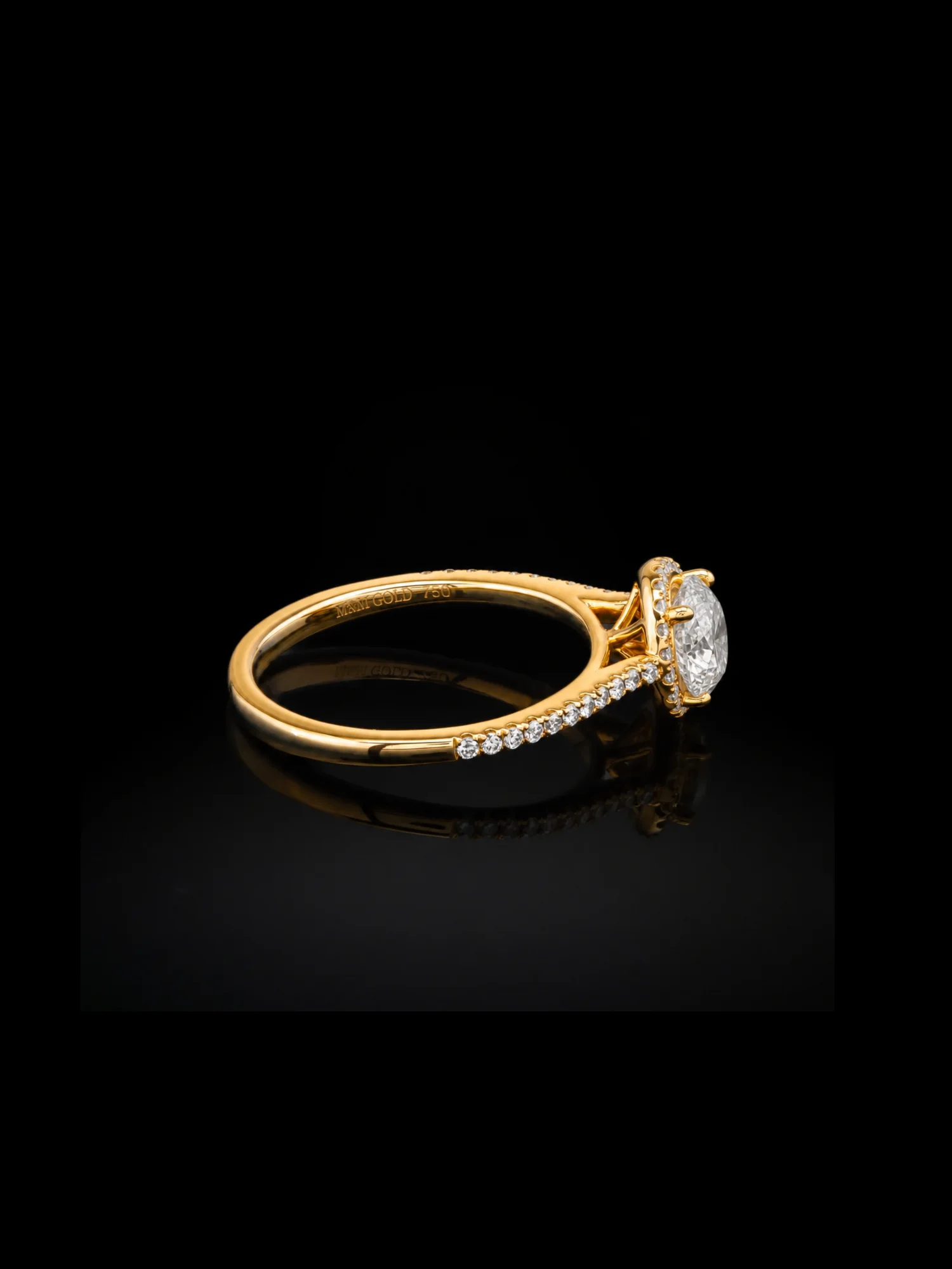 "OneHalo™" Engagement Ring in yellow gold 18k, photo 4