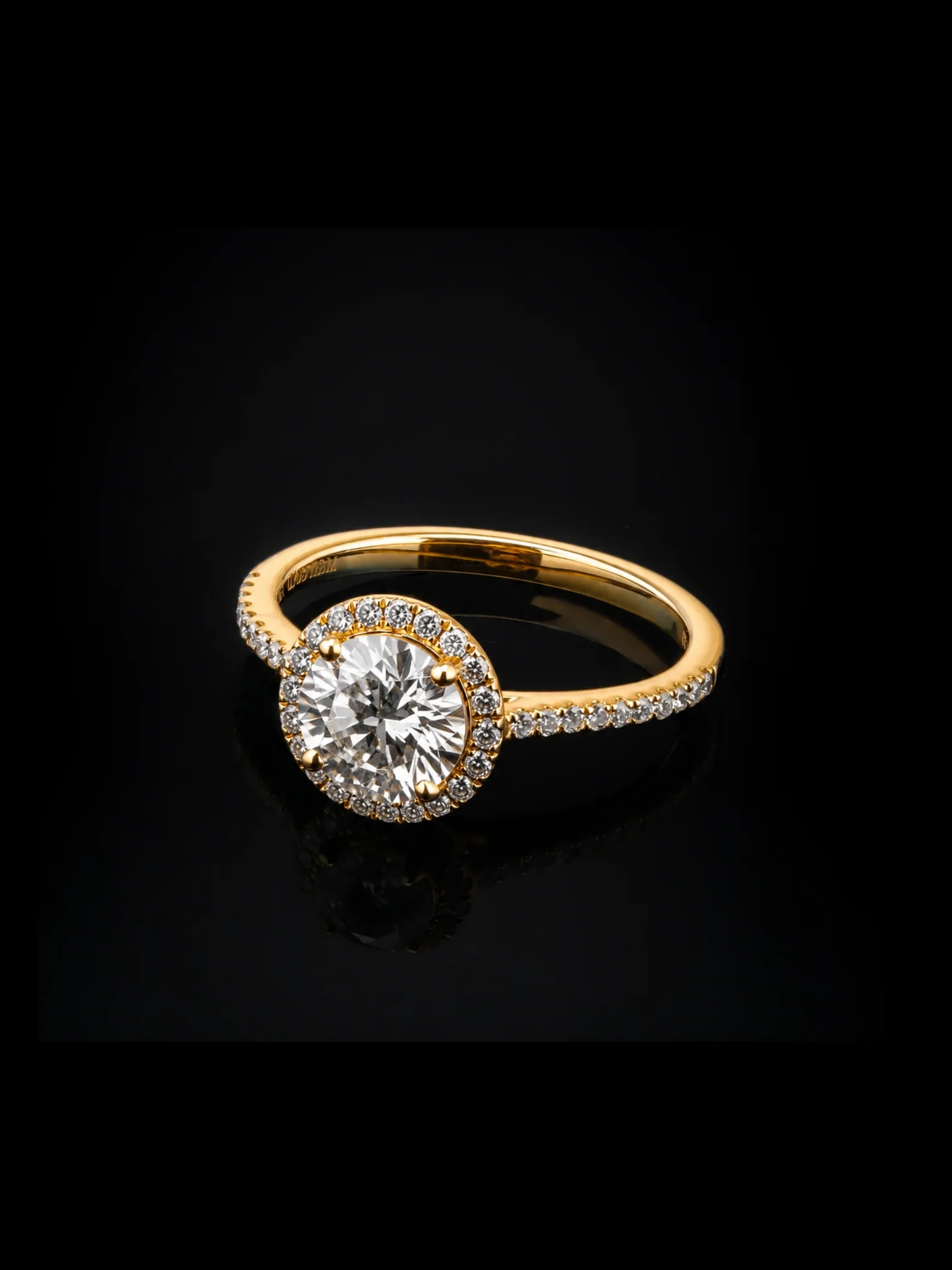 "OneHalo™" Engagement Ring in yellow gold 18k, photo 5