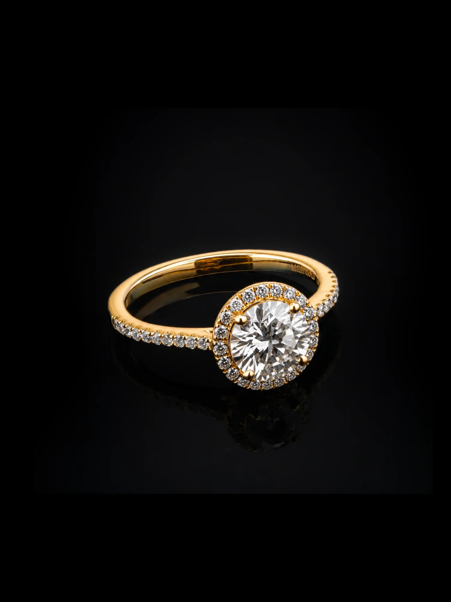 "OneHalo™" Engagement Ring in yellow gold 18k, photo 6