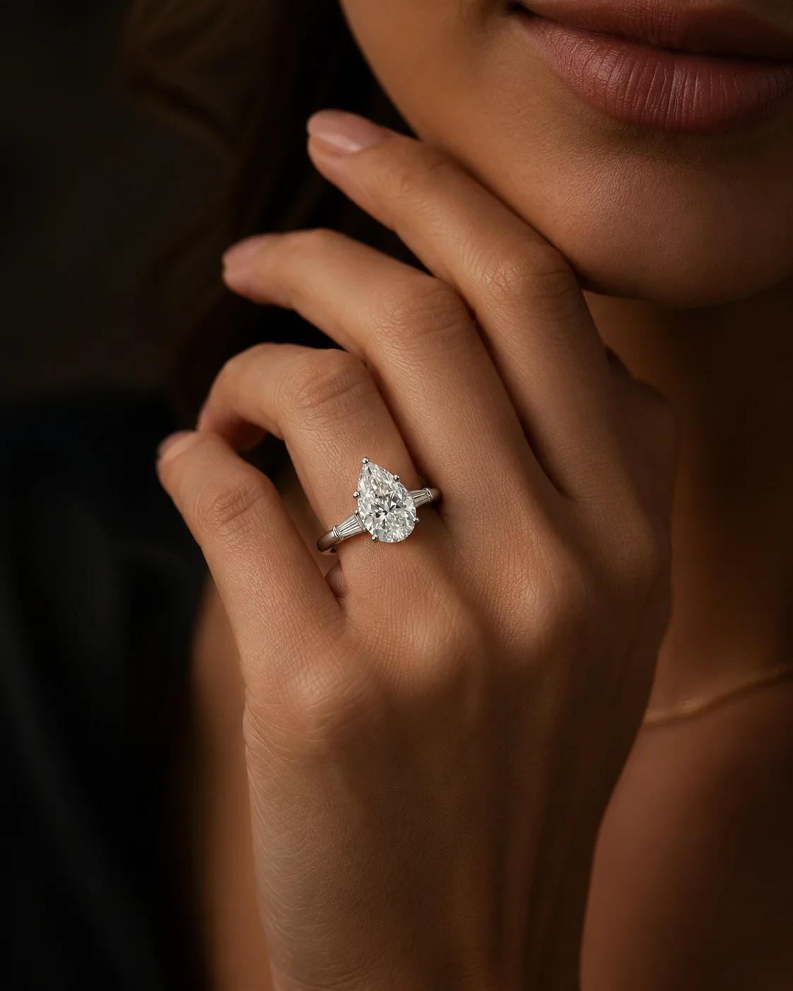 "PearCut™" Engagement Ring in platinum, photo 2