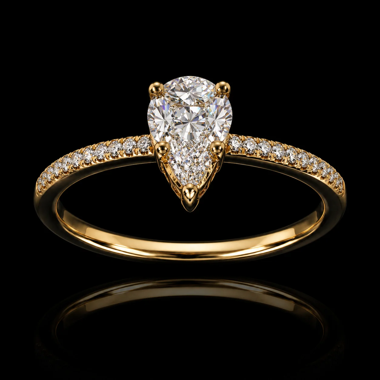 "PearShapeOne™" Engagement Ring in yellow gold, photo 3