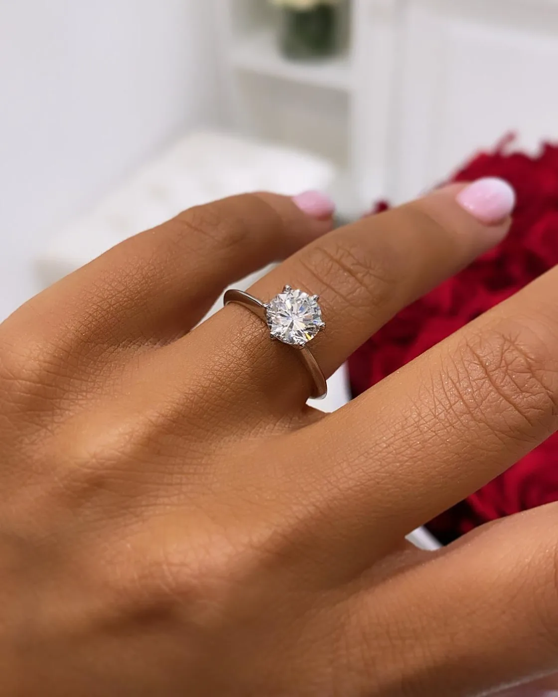 Engagement Ring "TheTiffany™" in white gold, photo 2