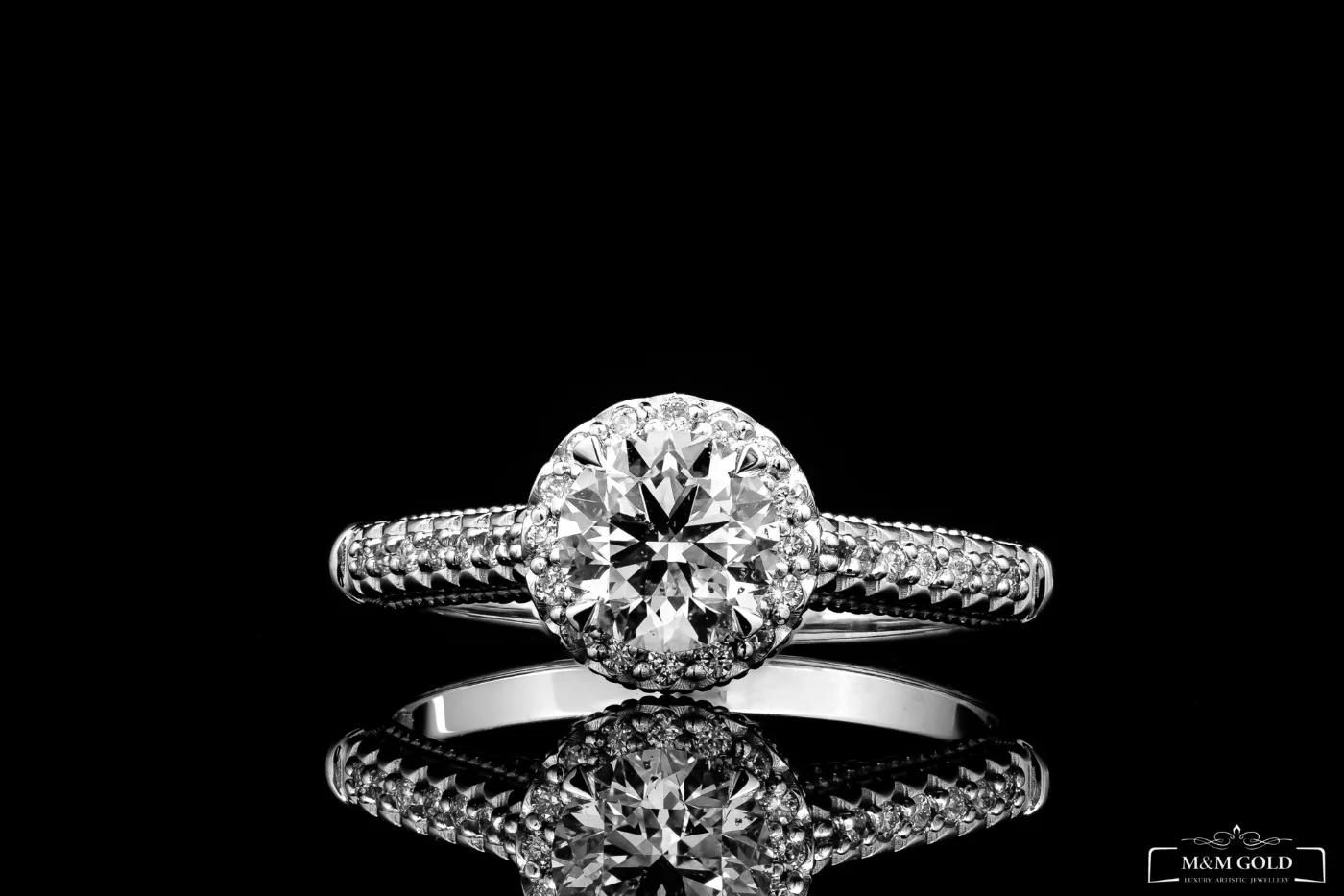 "Weave™" Engagement Ring in white gold, photo 5