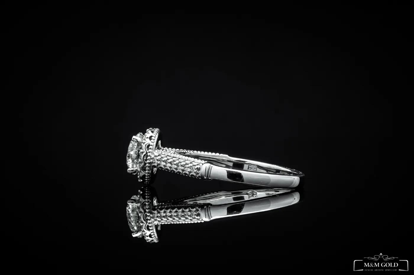 "Weave™" Engagement Ring in white gold, photo 7