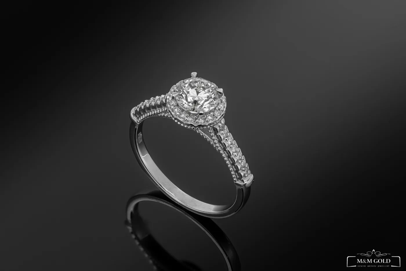 "Weave™" Engagement Ring in white gold, photo 8