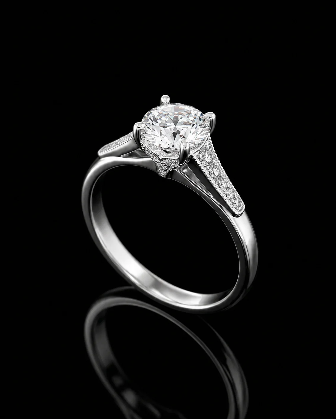 "White Luxury™" 1.01ct Engagement Ring – White gold
