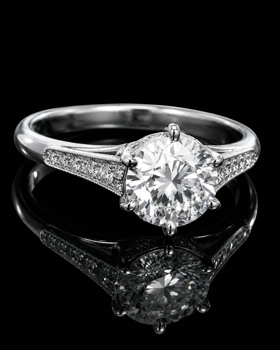 "White Luxury™" Engagement Ring in white gold, photo 3