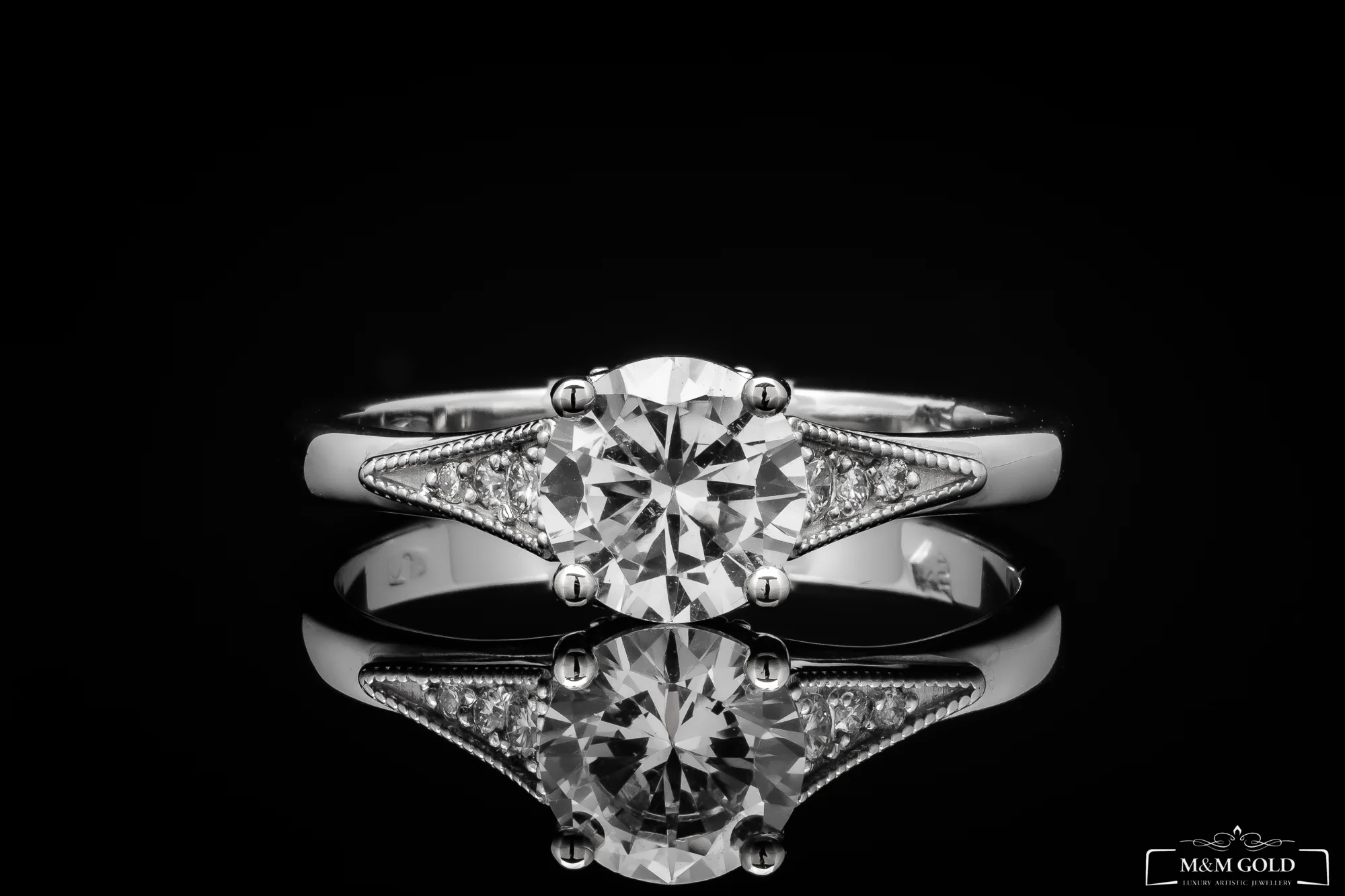 White Luxury™ Engagement Ring in white gold, photo 4