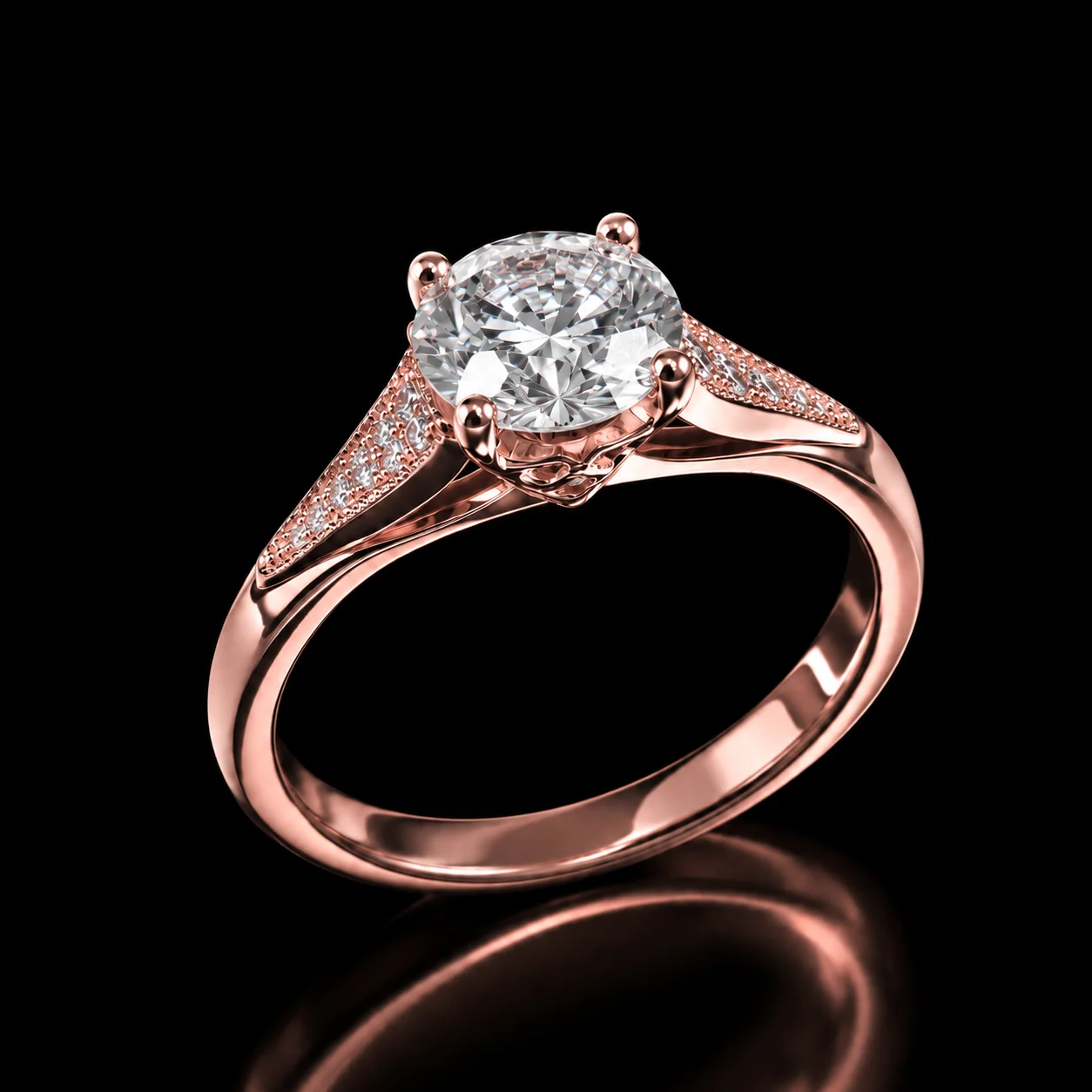 "White Luxury™" Engagement Ring in rose gold, photo 6