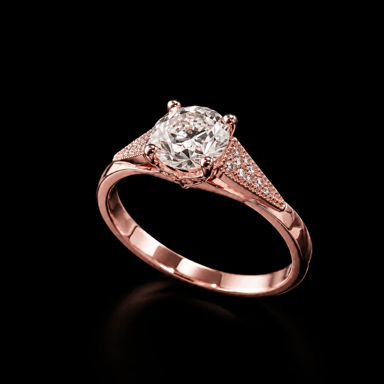 "White Luxury™" Engagement Ring in rose gold, photo 7