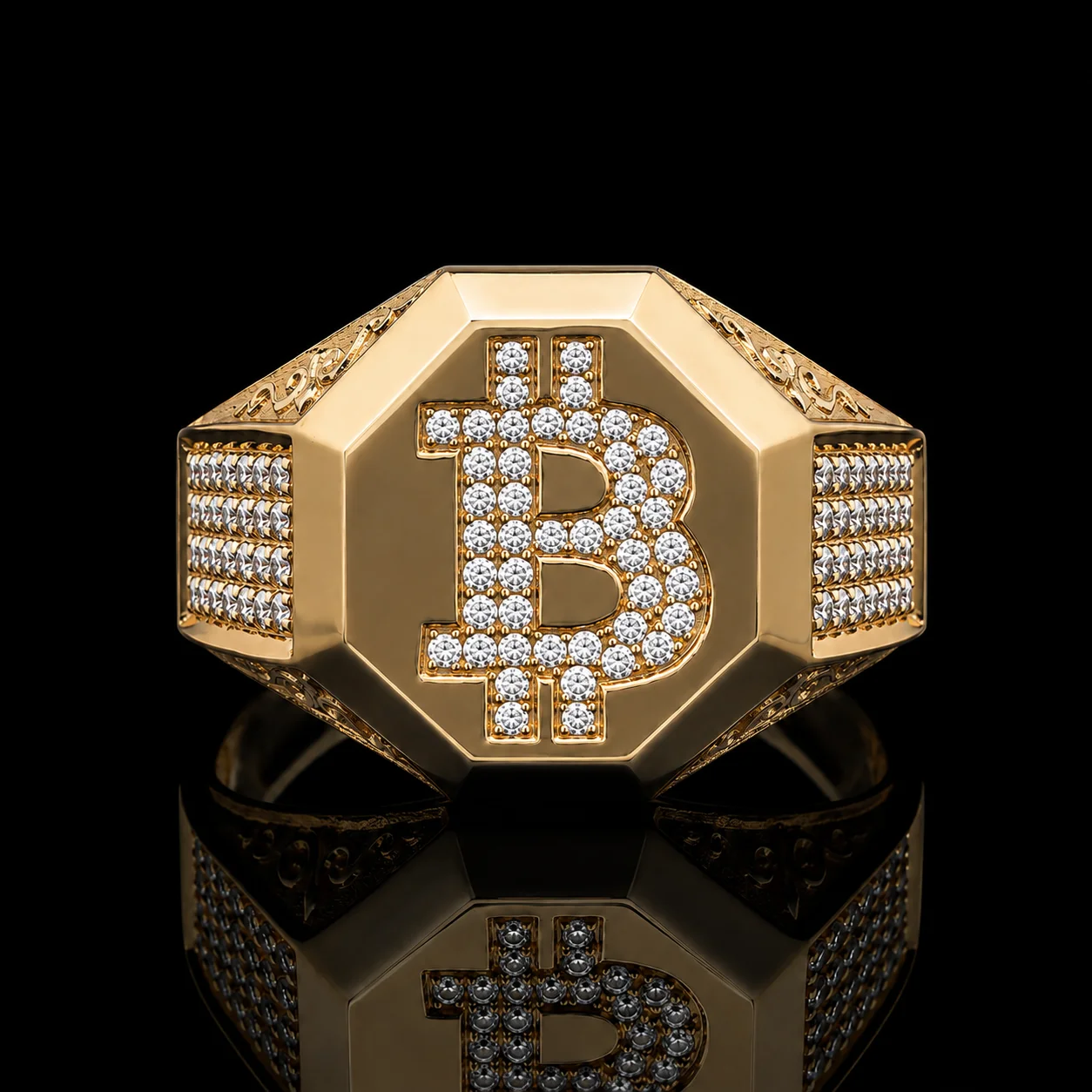 Bitcoin Signet Ring in yellow gold 18k, photo 2